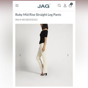 JAG Ruby Mid Rise Straight Leg Pants. Size 2. New with tags on